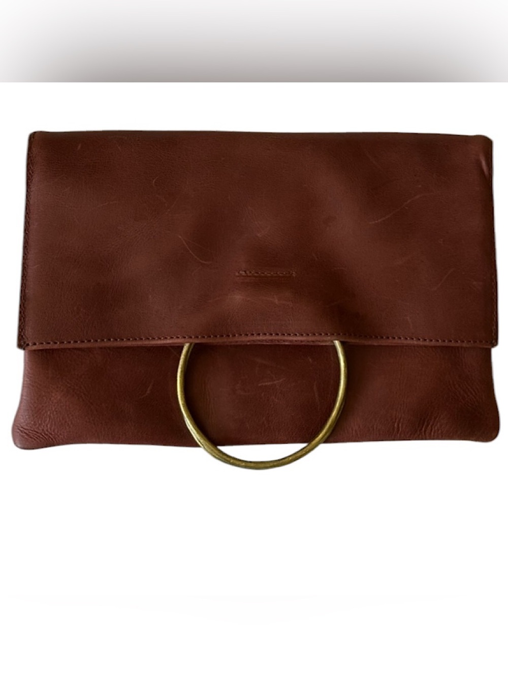 Parker Clay Nyala Foldover Clutch Leather Minimalist Envelope Bag Tan